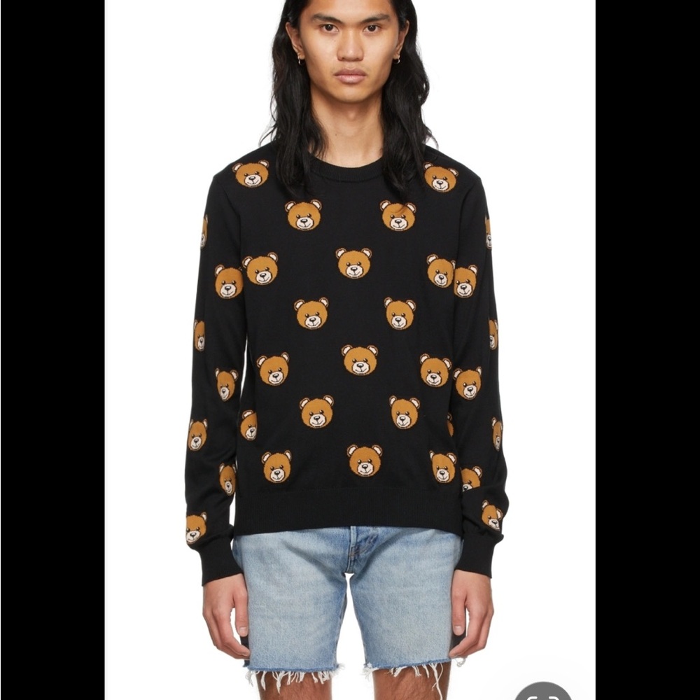 Moschino Black Crewneck Sweater with All-Over Teddy Bear Motif (unsure of auth) - Picture 2 of 4